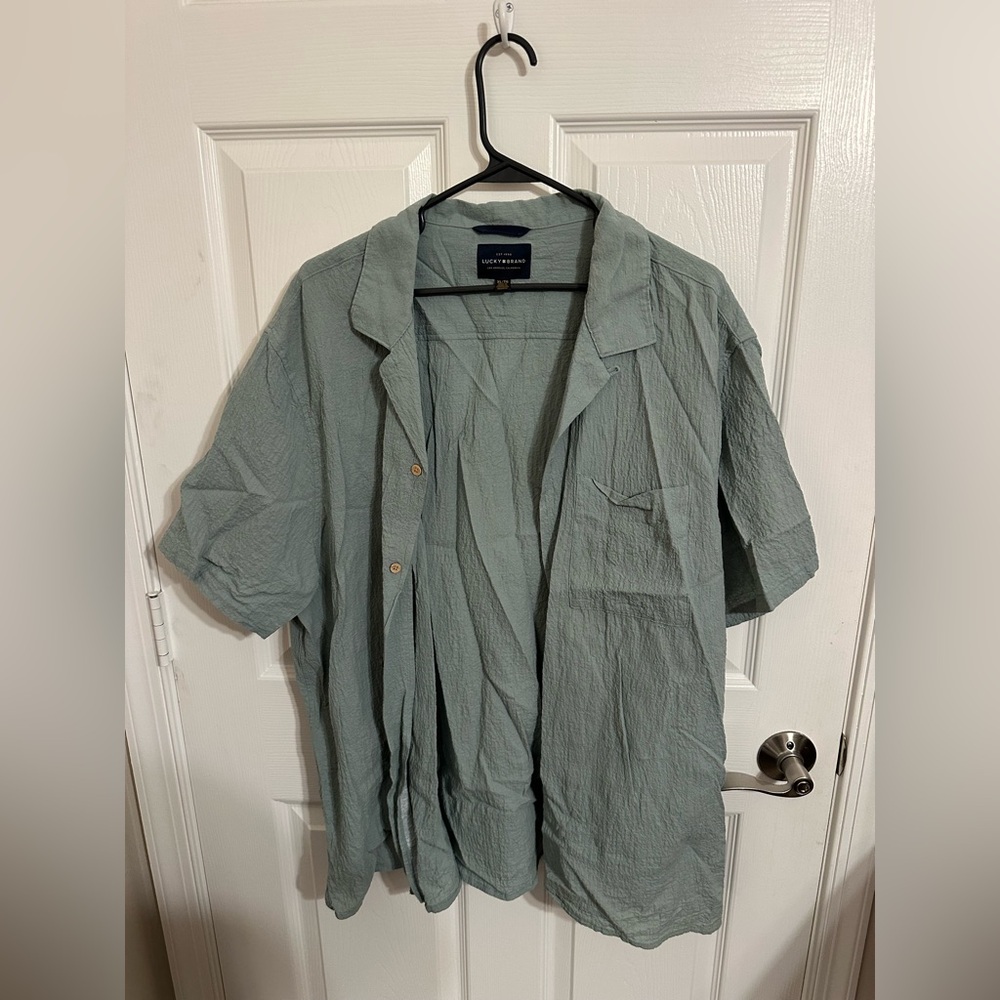 Lucky Brand Men's Sage Green Short Sleeve Button Down